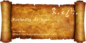Korbuly Ákos névjegykártya